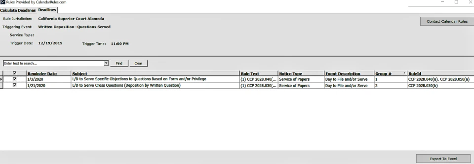 screenshot of CourtAlert Case Management